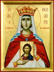 Феодора Греческая рукописная Икона на липовой доске (22514)