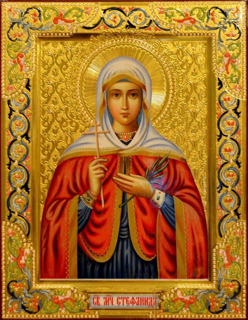 Стефанида Дамасская рукописная Икона на липовой доске (22526)