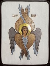 Херувим Шестикрылый икона рукописная на липовой доске (22554)