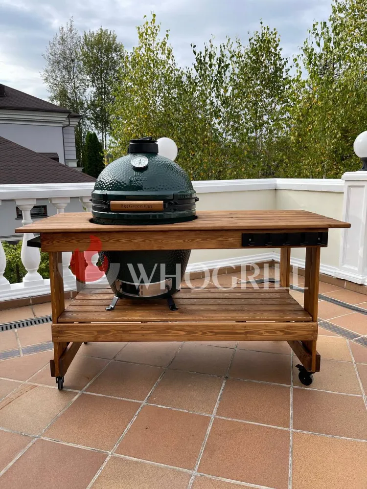 Керамический гриль Big Green Egg L со столом из лиственницы