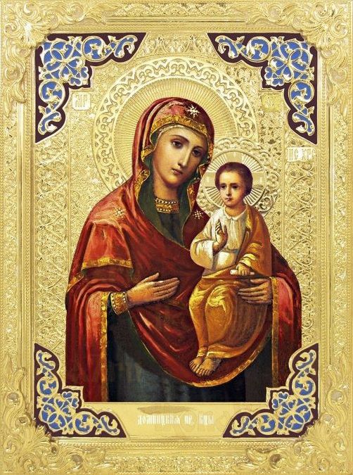 Домницкая икона Божией Матери рукописная на липовой доске (24013)
