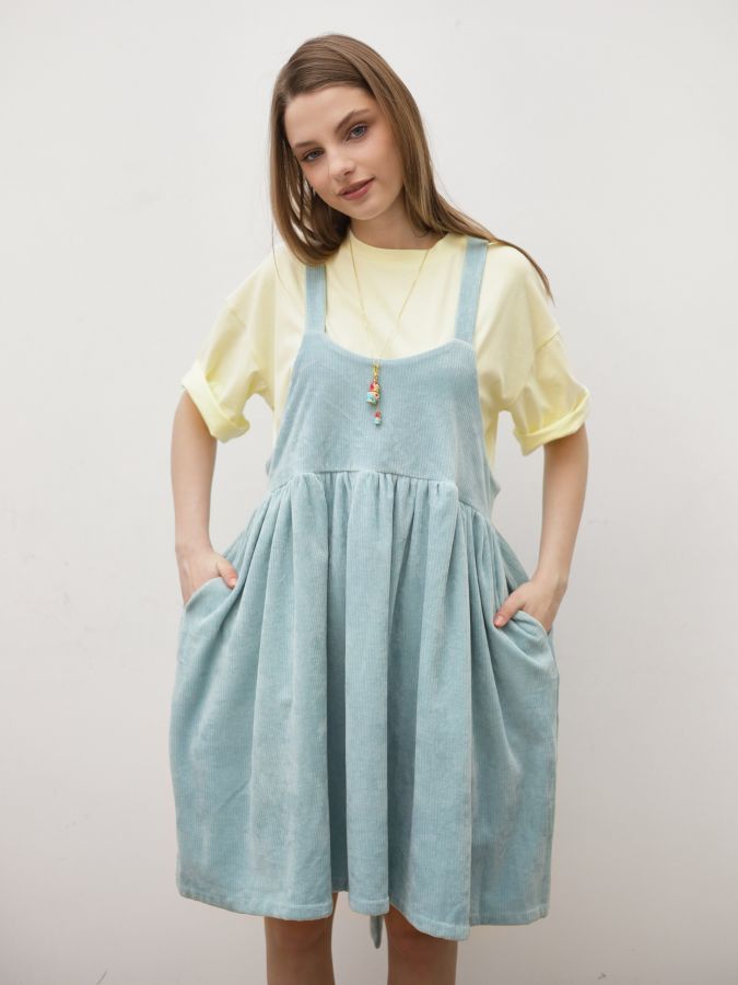 Сарафан Molle из вельвета голубой