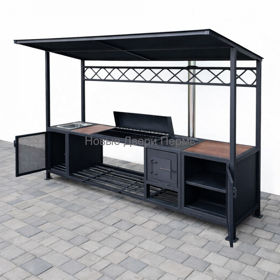Мангальный комплекс «Loft Flame 250» с крышей, печью и мойкой