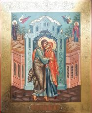 Иоаким и Анна Праведные рукописная Икона на липовой доске (22702)