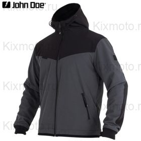 Мотокуртка John Doe XTM Hoodie V3 Softshell, серо-чёрная