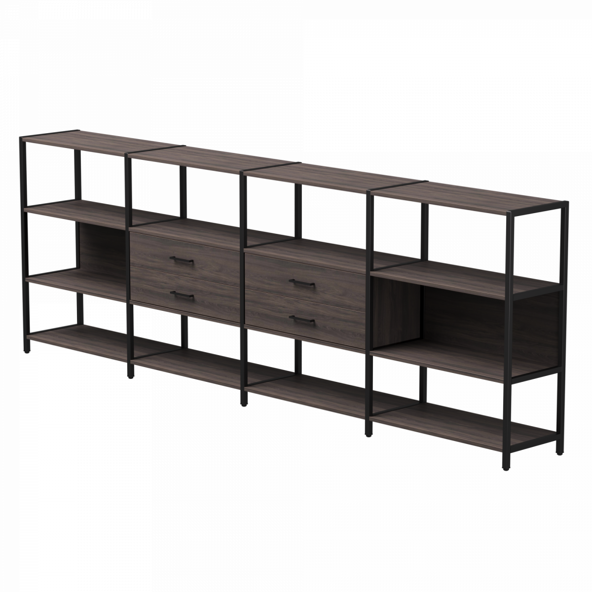 Набор стеллажных систем №4 EVO 3245x385x1120 Дуб Пасадена/Черный