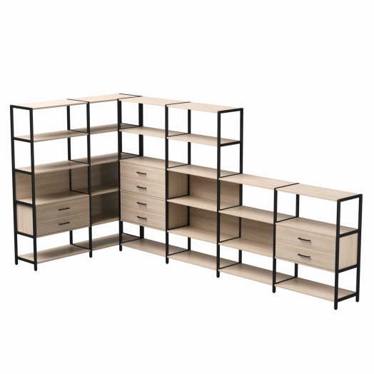 Набор стеллажных систем №18 EVO 1635x3630x1840 Дуб Соната/Черный