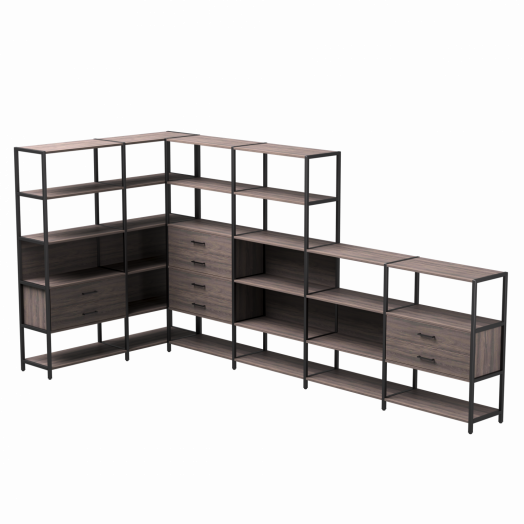 Набор стеллажных систем №18 EVO 1635x3630x1840 Дуб Пасадена/Черный