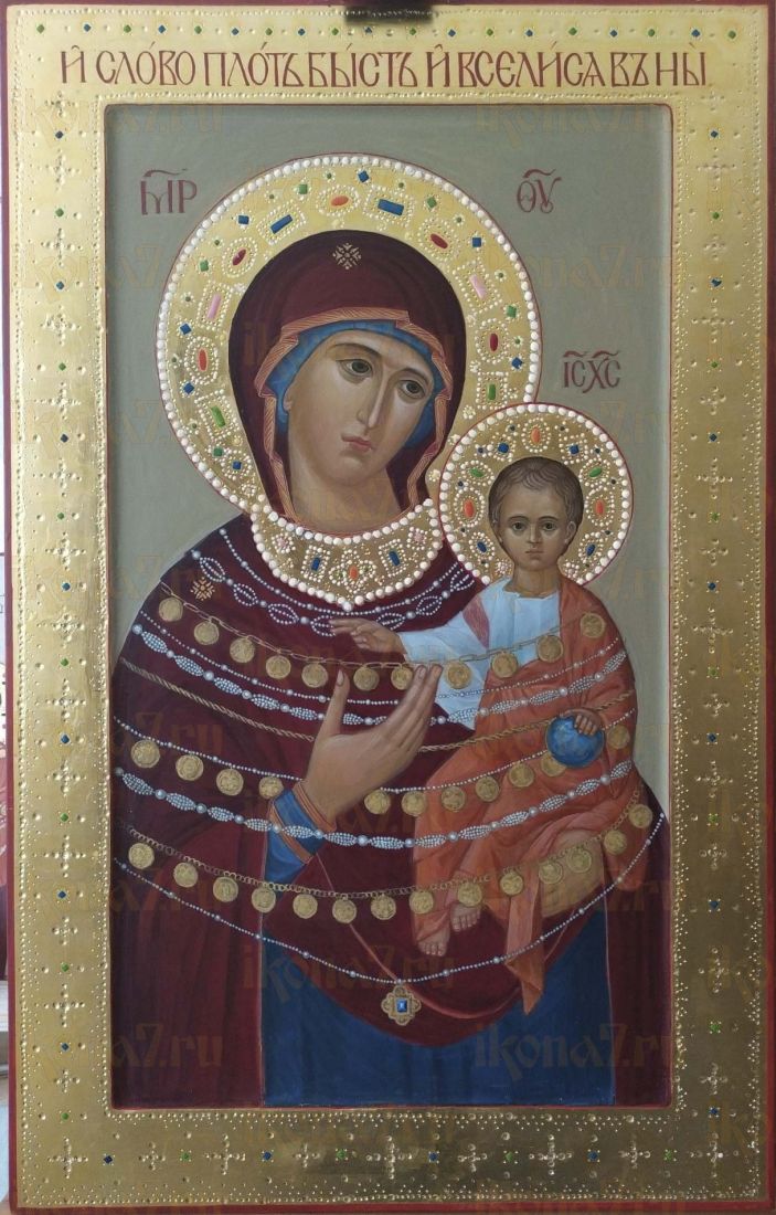 Пряжевская икона Божией Матери рукописная на липовой доске (24093)