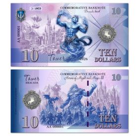 10 Dollars Heroes 3 Tower. Башня. Памятная банкнота. UNCB Oz Msh