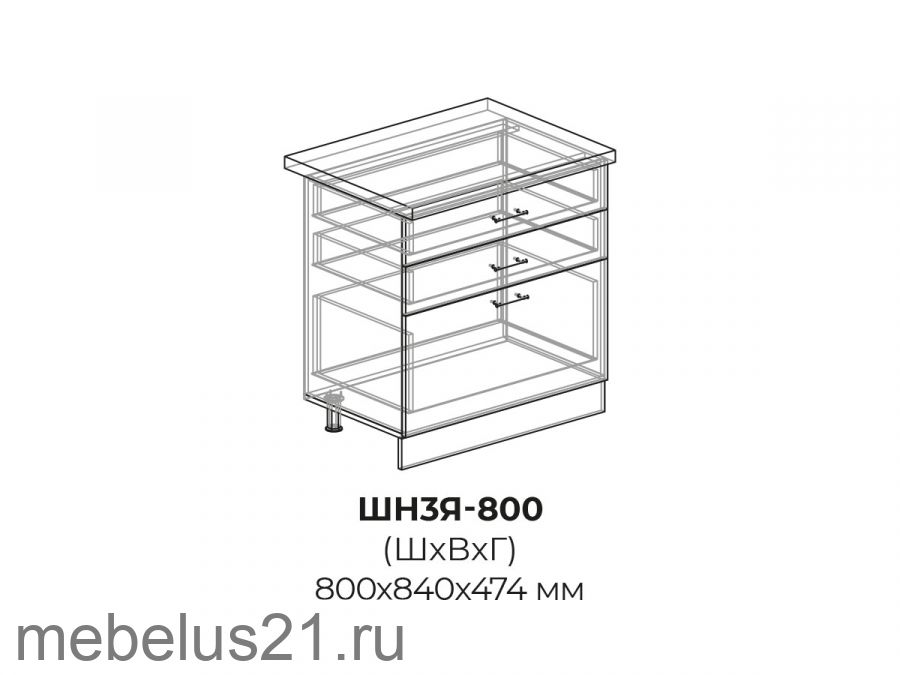 Модуль с 3 ящиками ШН3Я800
