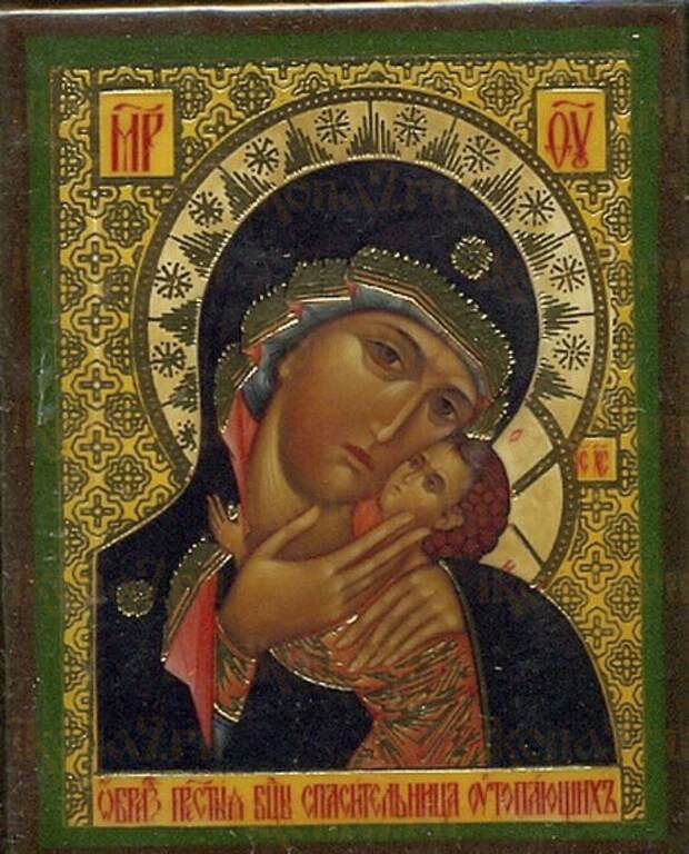 Спасительница утопающих икона Божией Матери рукописная на липовой доске (24116)