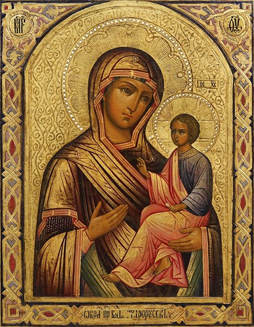 Старорусская икона Божией Матери рукописная на липовой доске (24120)