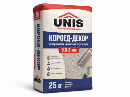 Штукатурка цементная декоративная UNIS Короед-декор 0,5-2 мм 25 кг