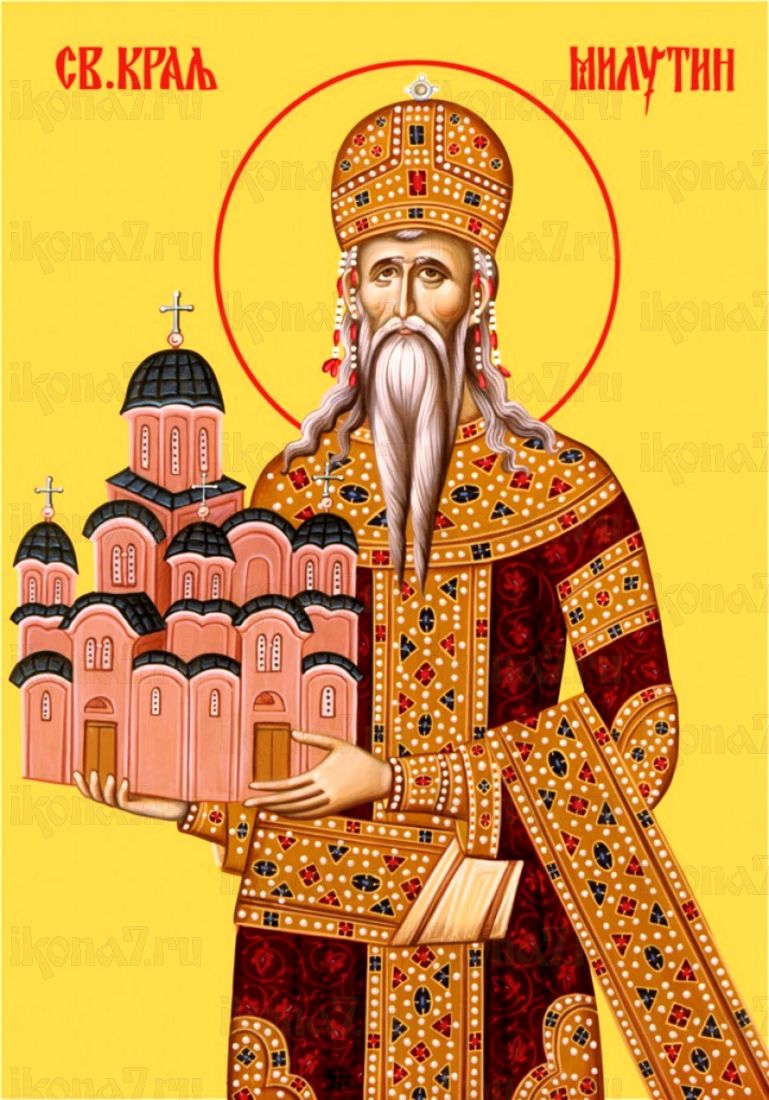 Стефан Сербский рукописная Икона на липовой доске (22965)
