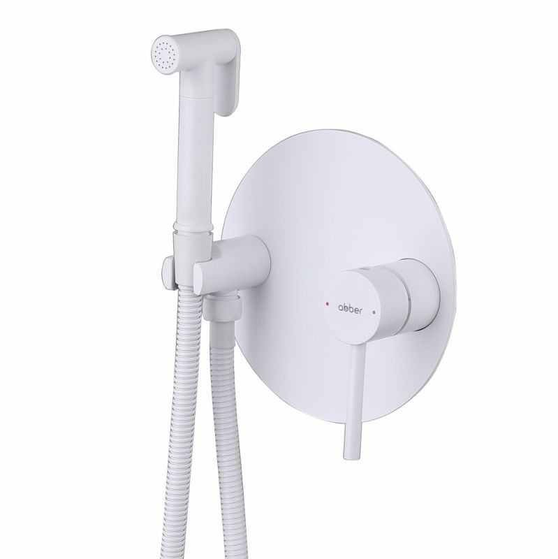 Смеситель ABBER Emotion AF8826W с гигиеническим душем, белый матовый