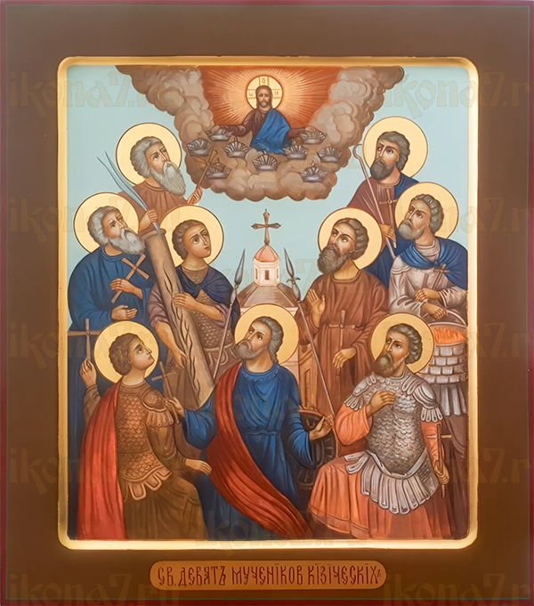 Собор Кизических мучеников икона рукописная на липовой доске (24228)