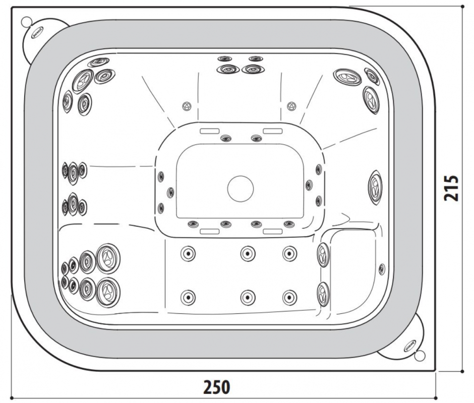 Спа бассейн Jacuzzi Virtus 250х215 на семь человек ФОТО