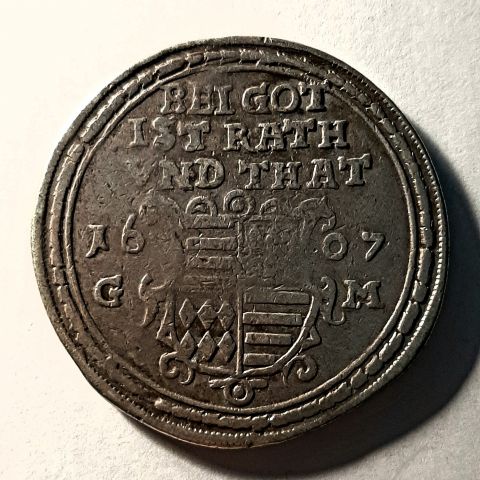 1 талер 1607 Мансфельд Германия Редкость XF