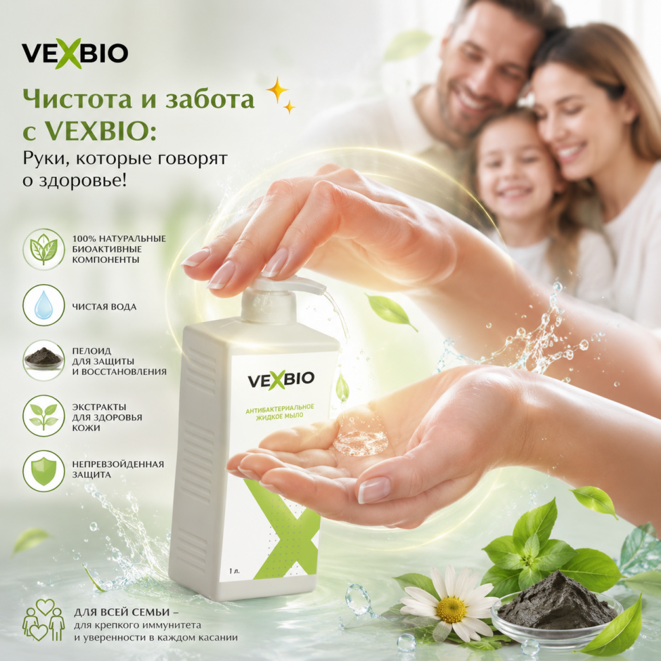 Антибактериальное жидкое мыло VEXBIO 1 л