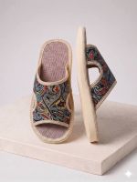 Тапочки женские арт.106 [Бордовые огурцы]