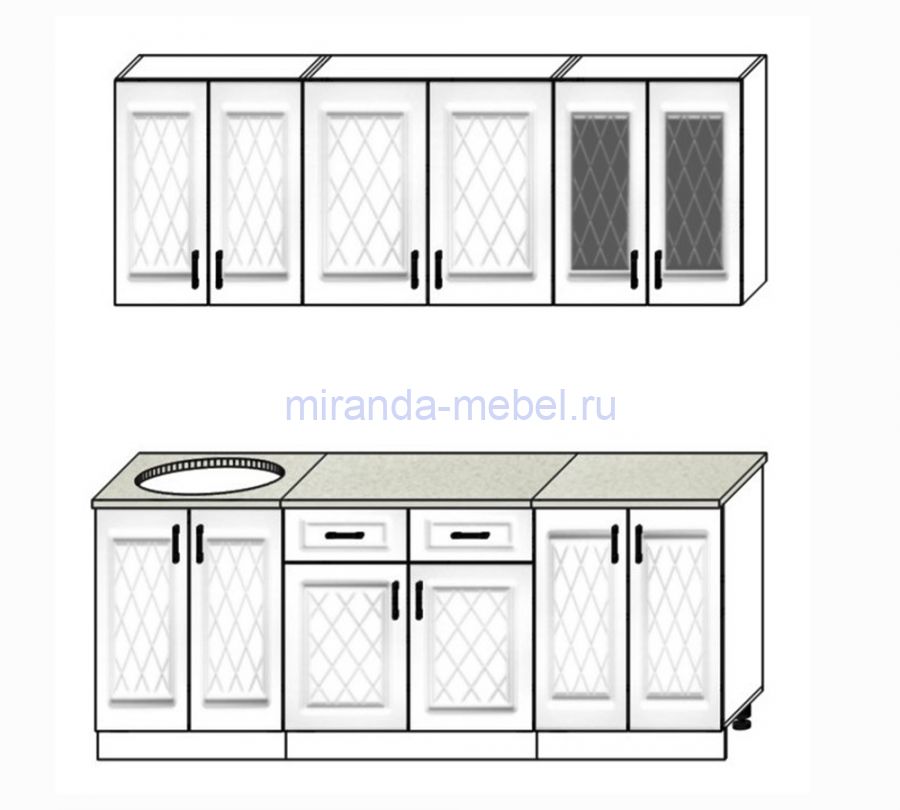 Кухня МДФ Ирина 2.0 белый/синее дерево