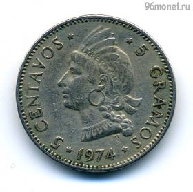 Доминикана 5 сентаво 1974