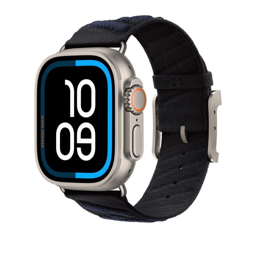Часы Apple Watch Hermès Ultra 3 GPS + Cellular 49mm Titanium Case with Noir/Bleu Nuit En Mer - оригинал