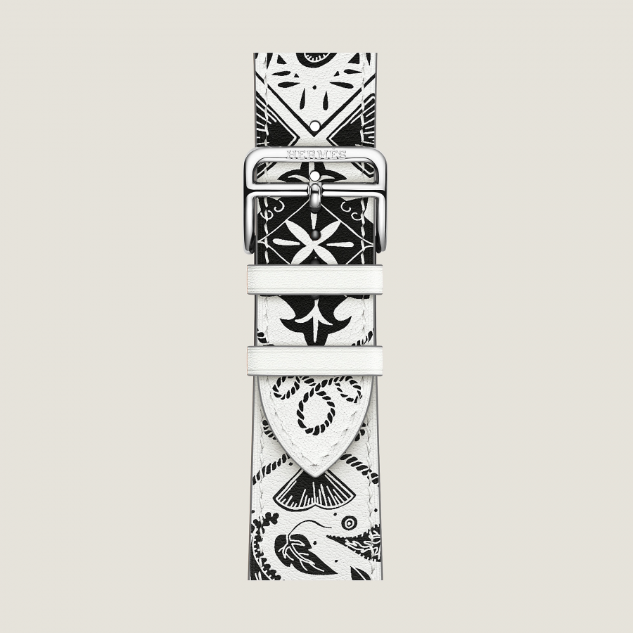 Ремешок Apple Watch Hermès 46mm Blanc Animaux Bandana White Single Tour (для корпуса 44/45/46/49)