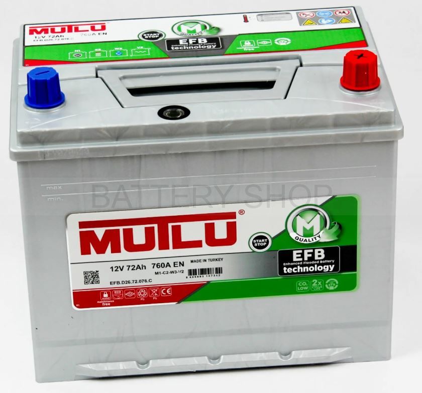 MUTLU EFB 72 Ah 760 A D26L обрат. пол.