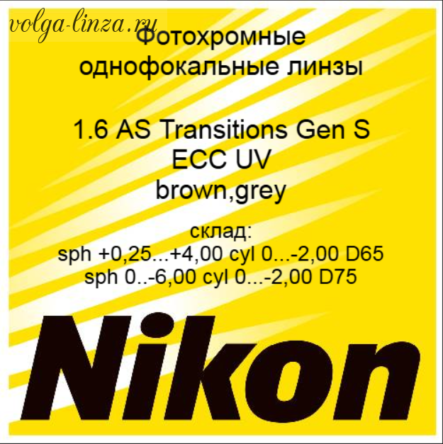 Nikon Lite AS 1.6 Transitions Gen S ECC UV