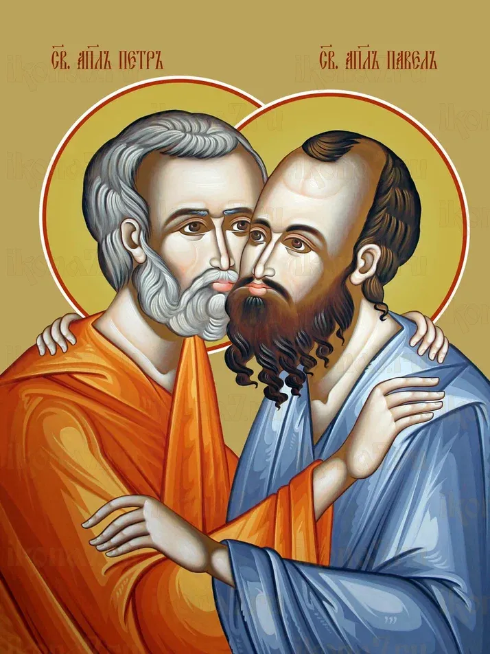 Петр и Павел апостолы икона печатная (холст на дереве)