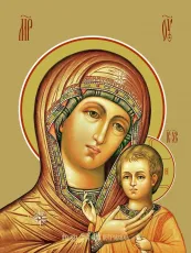 Петровская икона Богородицы печатная (холст на дереве)