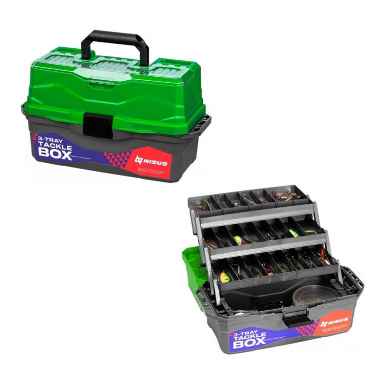 Ящик для снастей Tackle Box 44.5*22*25см NISUS зеленый (N-TB-3-G)
