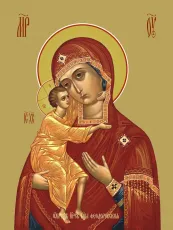 Феодоровская (Федоровская) икона Богородицы печатная (холст на дереве)