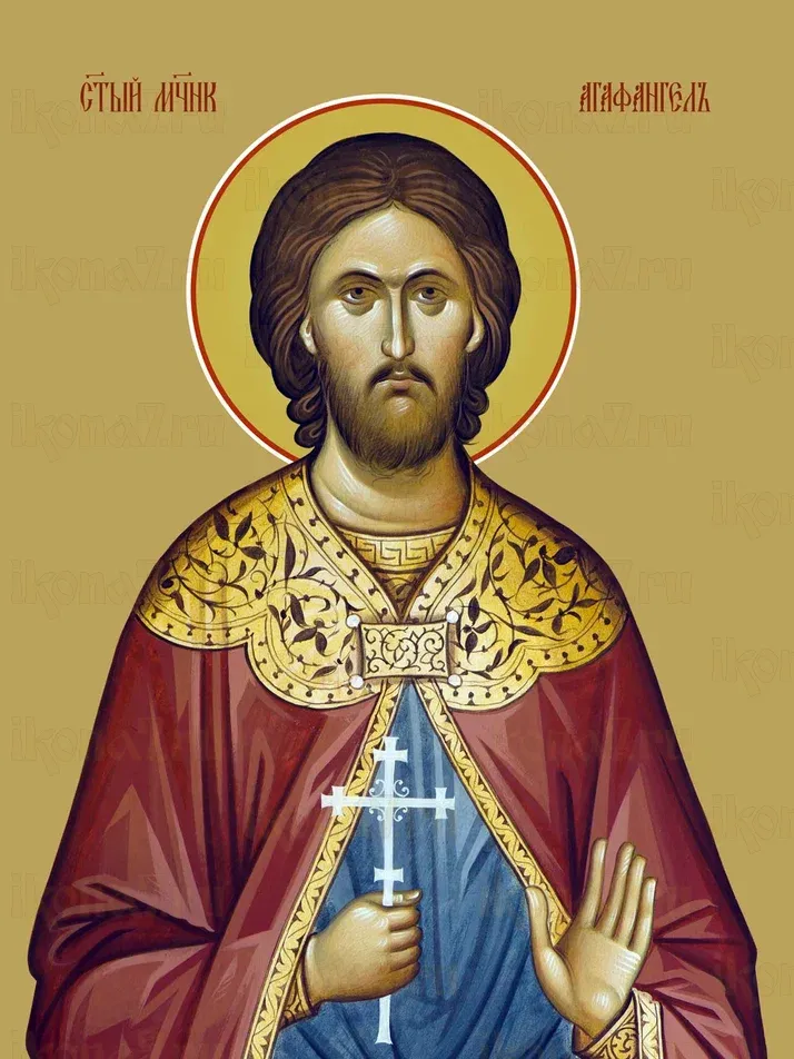 Агафангел Есфигменский икона печатная (холст на дереве)