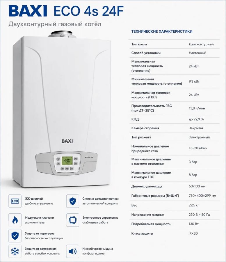 Котел газовый настенный BAXI ECO-4S 24 F