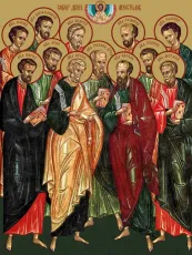 Собор 12 апостолов икона печатная (холст на дереве)