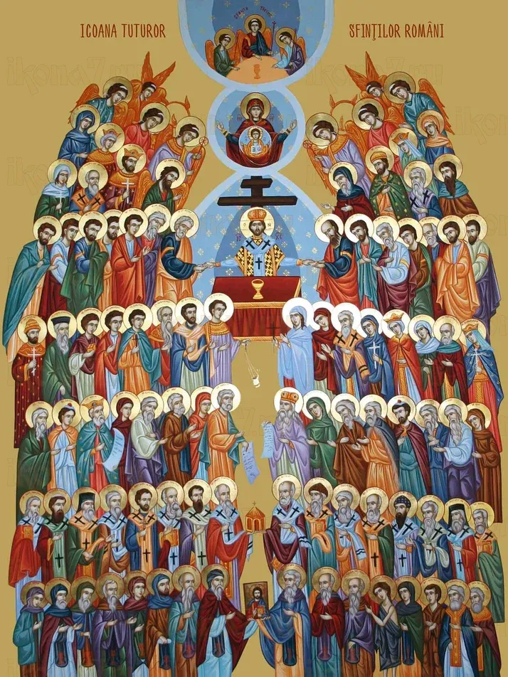 Все румынские святые икона печатная (холст на дереве)