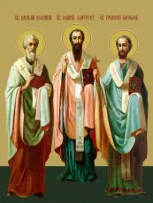 Собор трёх святителей икона печатная (холст на дереве)