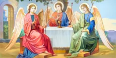 Сестры Марфа и Мария икона печатная (холст на дереве)
