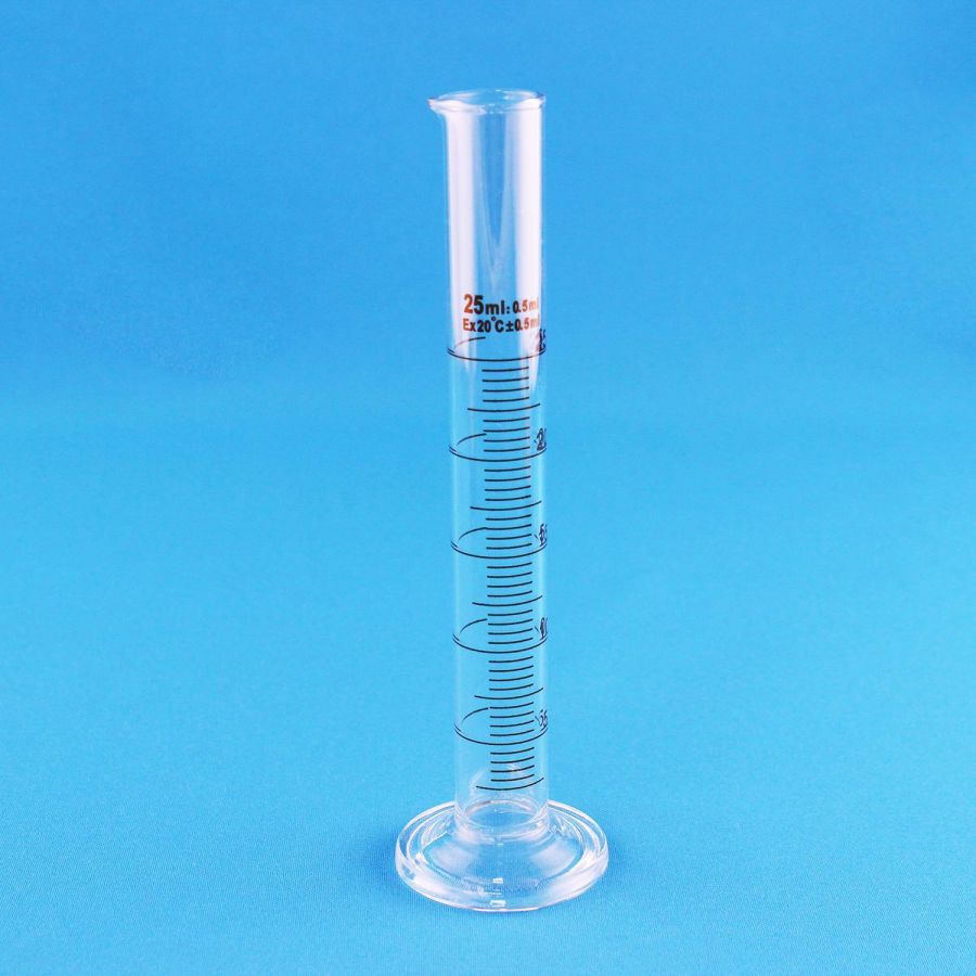 Цилиндр мерный Labdevices 1-25-2, 25 мл, стекло Boro 3.3, со стеклянным основанием, с носиком, градуированный