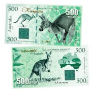 500 долларов — Кенгуру. Животные Австралии. Kangaroo Australia. Памятная банкнота. UNC Msh Ям WB