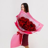 Букет гигант из красных Французских роз