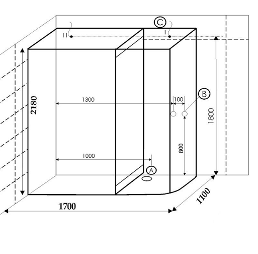 Душевая кабина Frank F901 L 170х110 с финской сауной схема 2