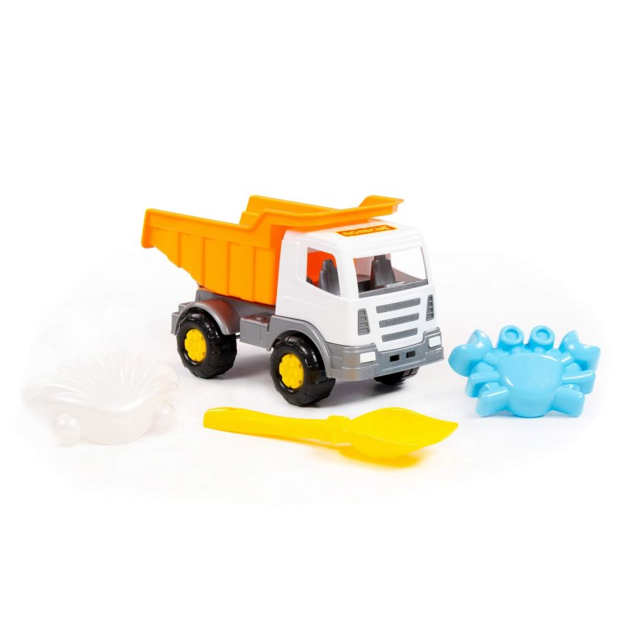 Набор №369: "Мираж", автомобиль-самосвал + лопатка №5, формочки (краб №1 + ракушка №1)
