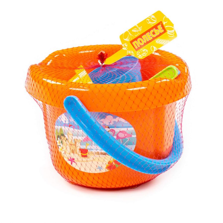 Набор №10: ведро большое, ситечко, лопатка, грабельки, 4 формочки