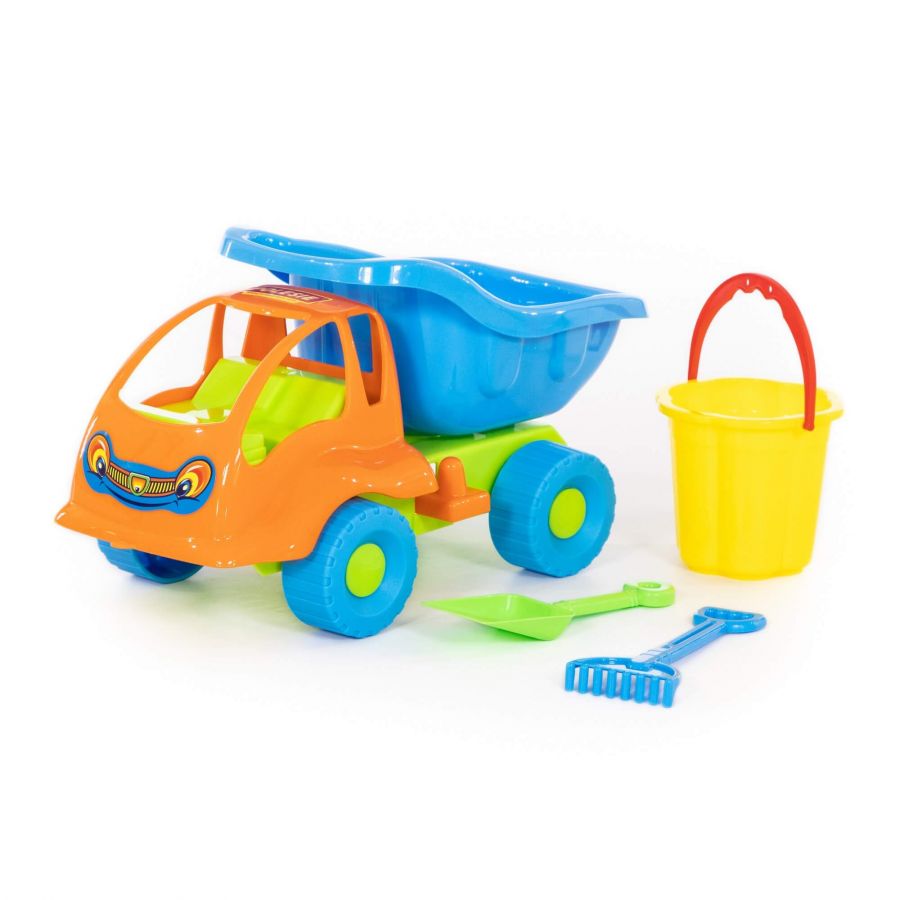 Набор №57: "Муравей", автомобиль-самосвал + ведро-цветок малое, лопатка малая №3, грабельки малые №3