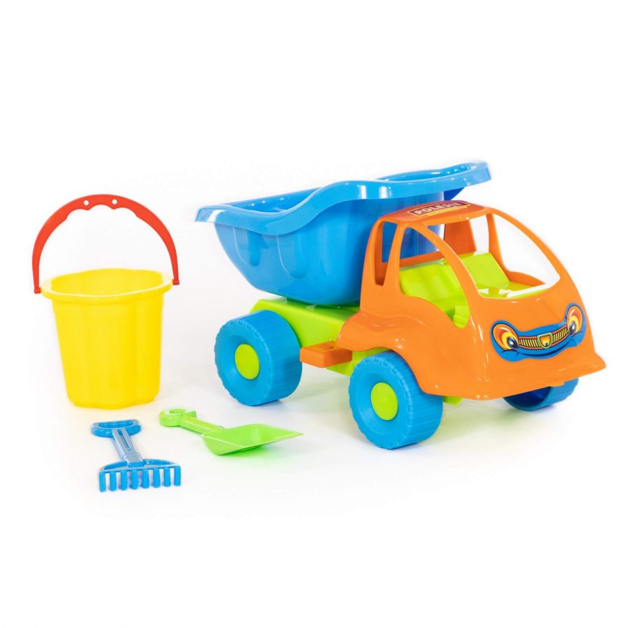 Набор №57: "Муравей", автомобиль-самосвал + ведро-цветок малое, лопатка малая №3, грабельки малые №3