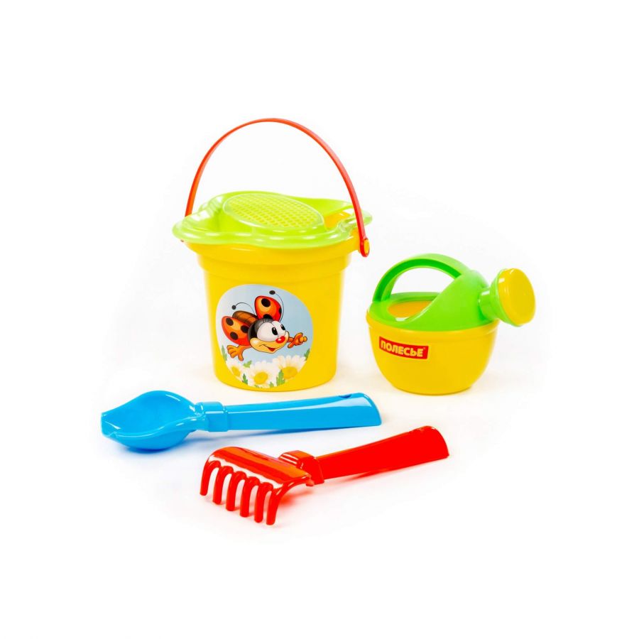 Набор №240: ведро малое, ситечко-цветок, совок №2, грабельки №2, лейка малая №3